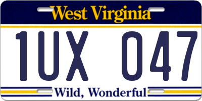 WV license plate 1UX047