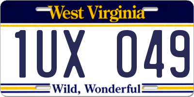 WV license plate 1UX049