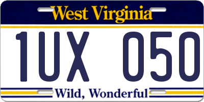 WV license plate 1UX050