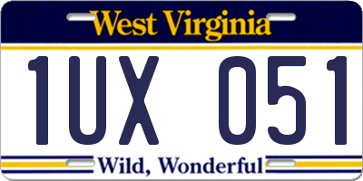 WV license plate 1UX051