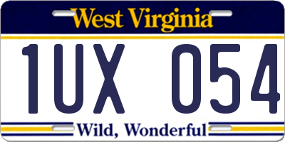 WV license plate 1UX054