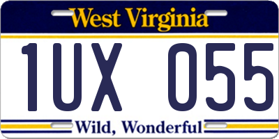 WV license plate 1UX055