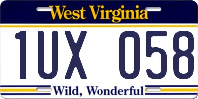 WV license plate 1UX058
