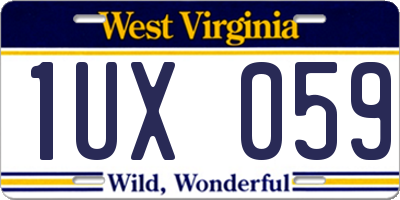 WV license plate 1UX059