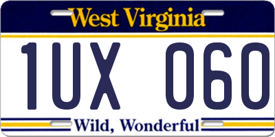 WV license plate 1UX060