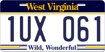 WV license plate 1UX061