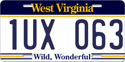 WV license plate 1UX063