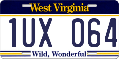 WV license plate 1UX064