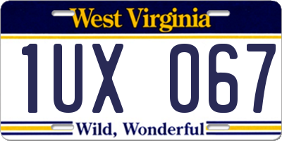 WV license plate 1UX067