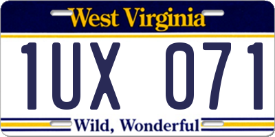 WV license plate 1UX071