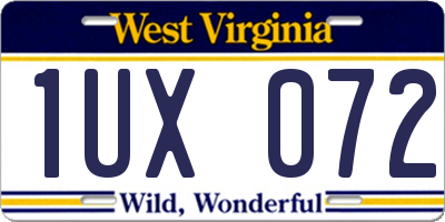WV license plate 1UX072