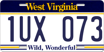 WV license plate 1UX073