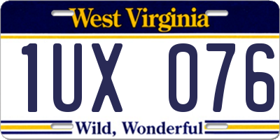 WV license plate 1UX076