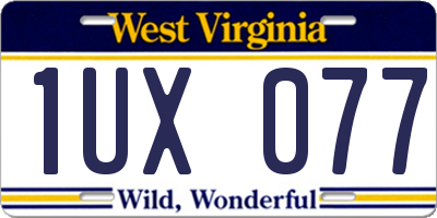 WV license plate 1UX077