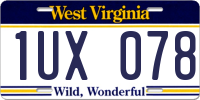 WV license plate 1UX078
