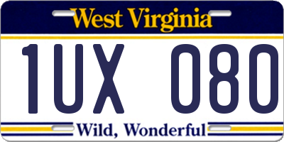 WV license plate 1UX080