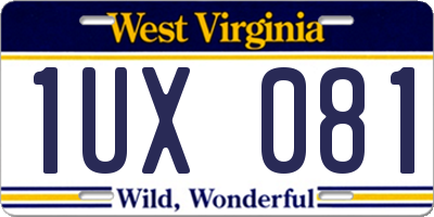 WV license plate 1UX081