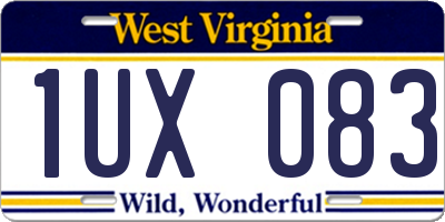 WV license plate 1UX083