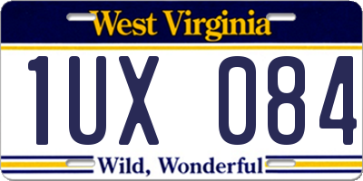 WV license plate 1UX084