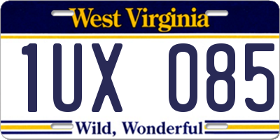WV license plate 1UX085