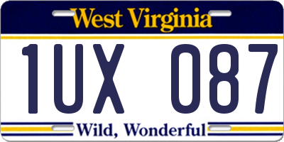 WV license plate 1UX087