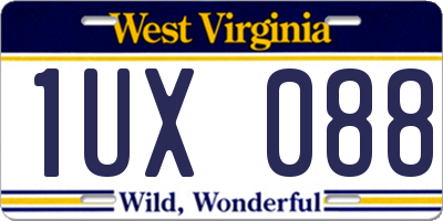 WV license plate 1UX088