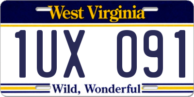 WV license plate 1UX091