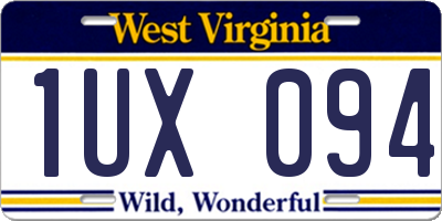 WV license plate 1UX094