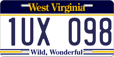 WV license plate 1UX098