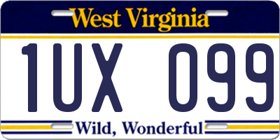 WV license plate 1UX099