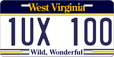 WV license plate 1UX100
