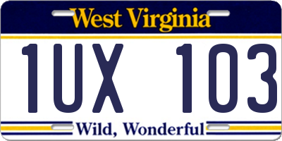 WV license plate 1UX103