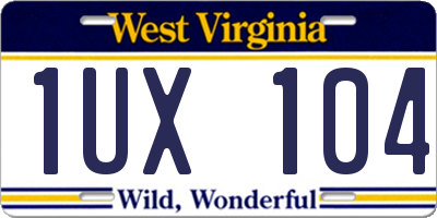 WV license plate 1UX104