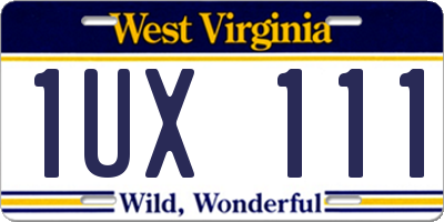 WV license plate 1UX111