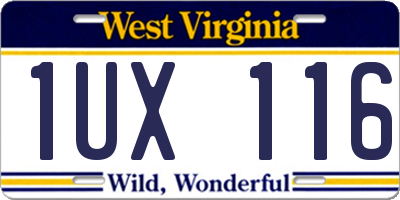 WV license plate 1UX116