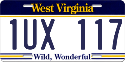 WV license plate 1UX117