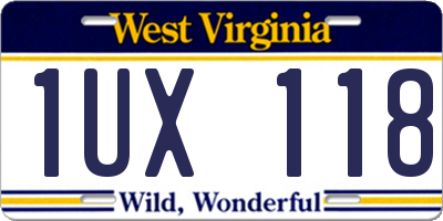 WV license plate 1UX118