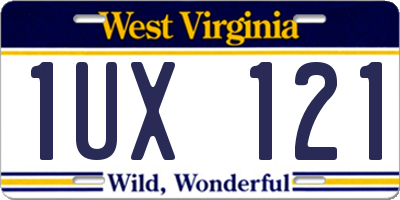 WV license plate 1UX121