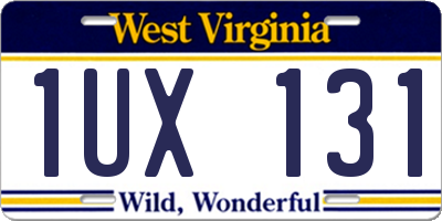 WV license plate 1UX131