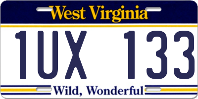 WV license plate 1UX133