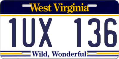 WV license plate 1UX136