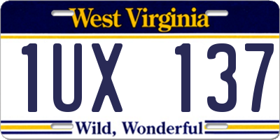 WV license plate 1UX137