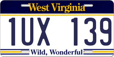 WV license plate 1UX139