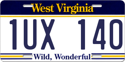 WV license plate 1UX140