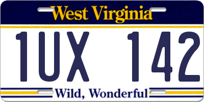WV license plate 1UX142