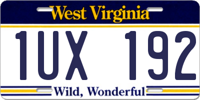 WV license plate 1UX192