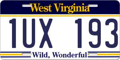 WV license plate 1UX193