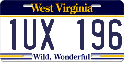 WV license plate 1UX196