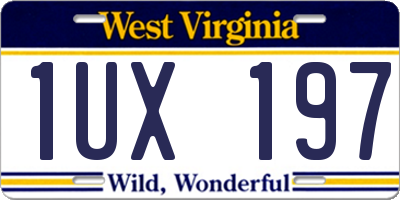WV license plate 1UX197