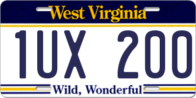 WV license plate 1UX200